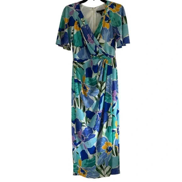 Maggy London Malina Floral Wrap Midi Dress - Size 2 - NWOT - Picture 3 of 7